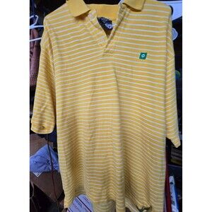 Vintage Southpole Striped Polo Shirt Large Yellow White Y2K Streetwear Skate